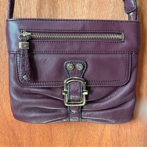 Etienne Aigner Whitney Leather Crossbody Purse Bag Burgundy Eggplant EUC